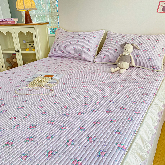 91家纺网 家纺一手货源 找家纺 布柔 2026春夏新款全棉印花夹棉单床笠床垫保护套罩 床笠单件 花田粉