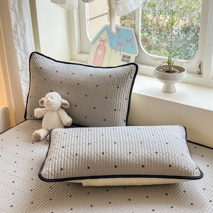 91家纺网 家纺一手货源 找家纺 布柔 2026春夏新款全棉印花夹棉单床笠床垫保护套罩 床笠单件 波点