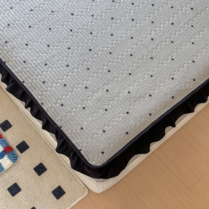 91家纺网 家纺一手货源 找家纺 布柔 2026春夏新款全棉印花夹棉单床笠床垫保护套罩 床笠单件 波点