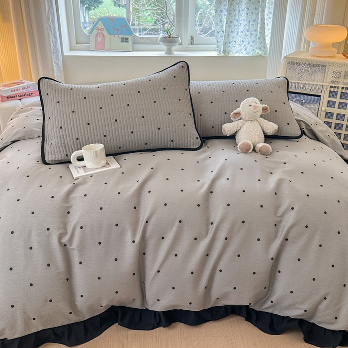 91家纺网 家纺一手货源 找家纺 布柔 2026春夏新款全棉印花夹棉单床笠床垫保护套罩 床笠单件 波点