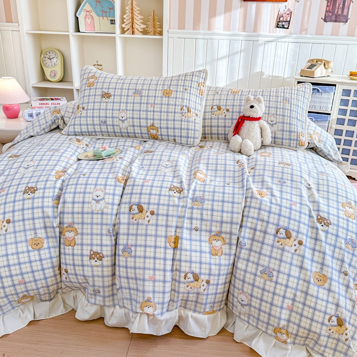 91家纺网 家纺一手货源 找家纺 布柔 2026春夏新款全棉印花夹棉单床笠床垫保护套罩 床笠单件 童年