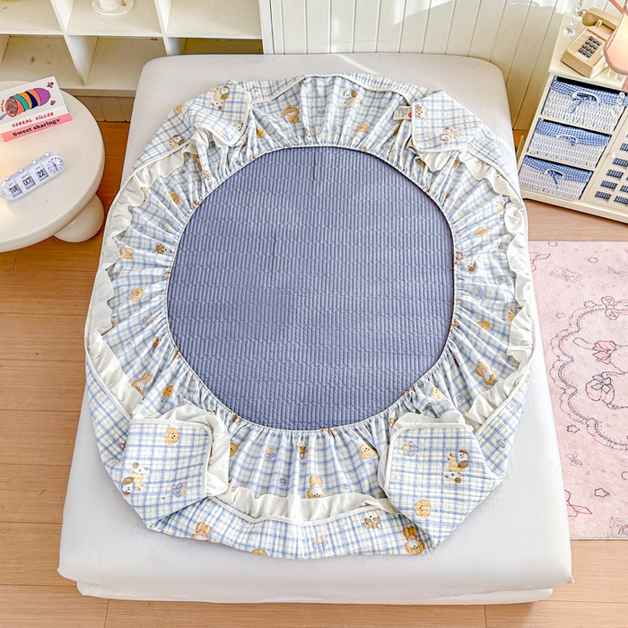 91家纺网 家纺一手货源 找家纺 布柔 2026春夏新款全棉印花夹棉单床笠床垫保护套罩 床笠单件 童年