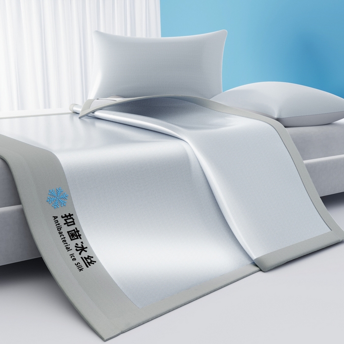 91家纺网 家纺一手货源 找家纺 席佬大 2026新款负离子抑菌冰丝软席子凉席-床笠款 灰色