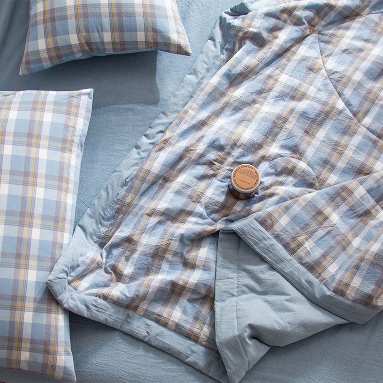 91家纺网 家纺一手货源 找家纺 玖弘家居 2026新款凉感亲肤羽丝棉夏被 简兮蓝