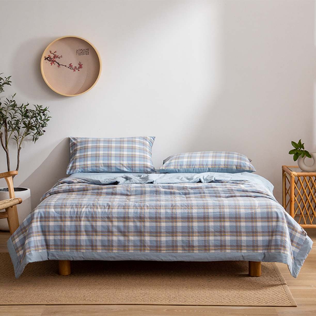 玖弘家居 2026新款凉感亲肤羽丝棉夏被 简兮蓝