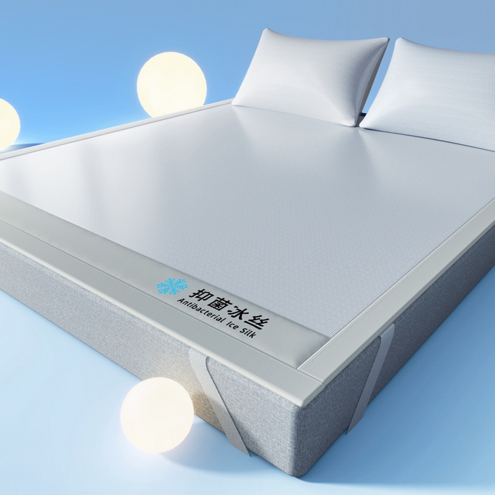 91家纺网 家纺一手货源 找家纺 席佬大 2026新款负离子抑菌冰丝软席子凉席-床笠款 灰色