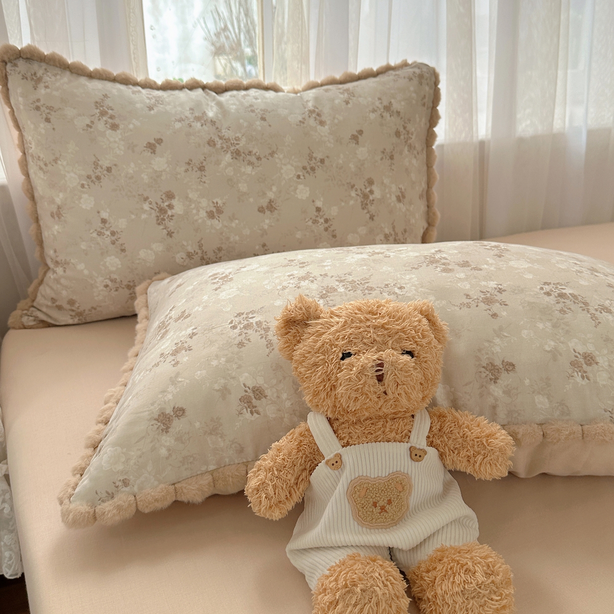 91家纺网 家纺一手货源 找家纺 （总）Sweet dreams甜梦 2026春夏新款全棉纯棉双层纱毛球款四件套