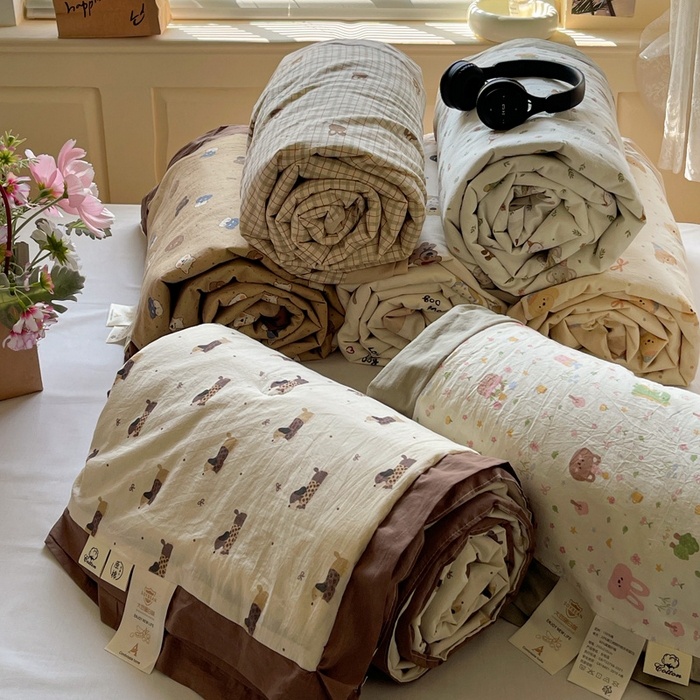 91家纺网 家纺一手货源 找家纺 （总）犇牛仓储供应链 2026春夏新款a类纯棉棉纱夏被60支大豆纤维夏凉被宽边双层纱三层纱夏凉被空调被