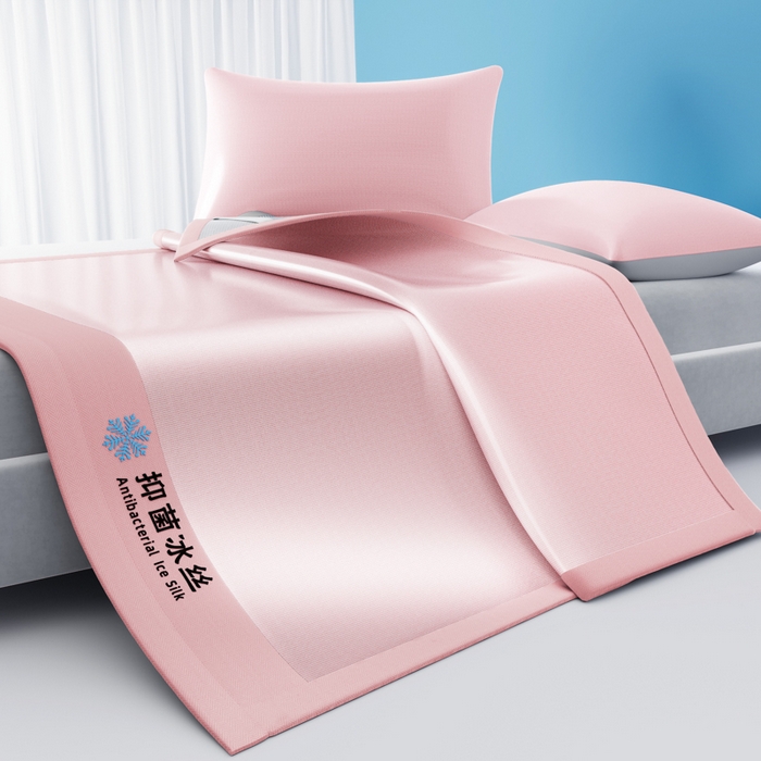 91家纺网 家纺一手货源 找家纺 席佬大 2026新款负离子抑菌冰丝软席子凉席-床笠款 粉色