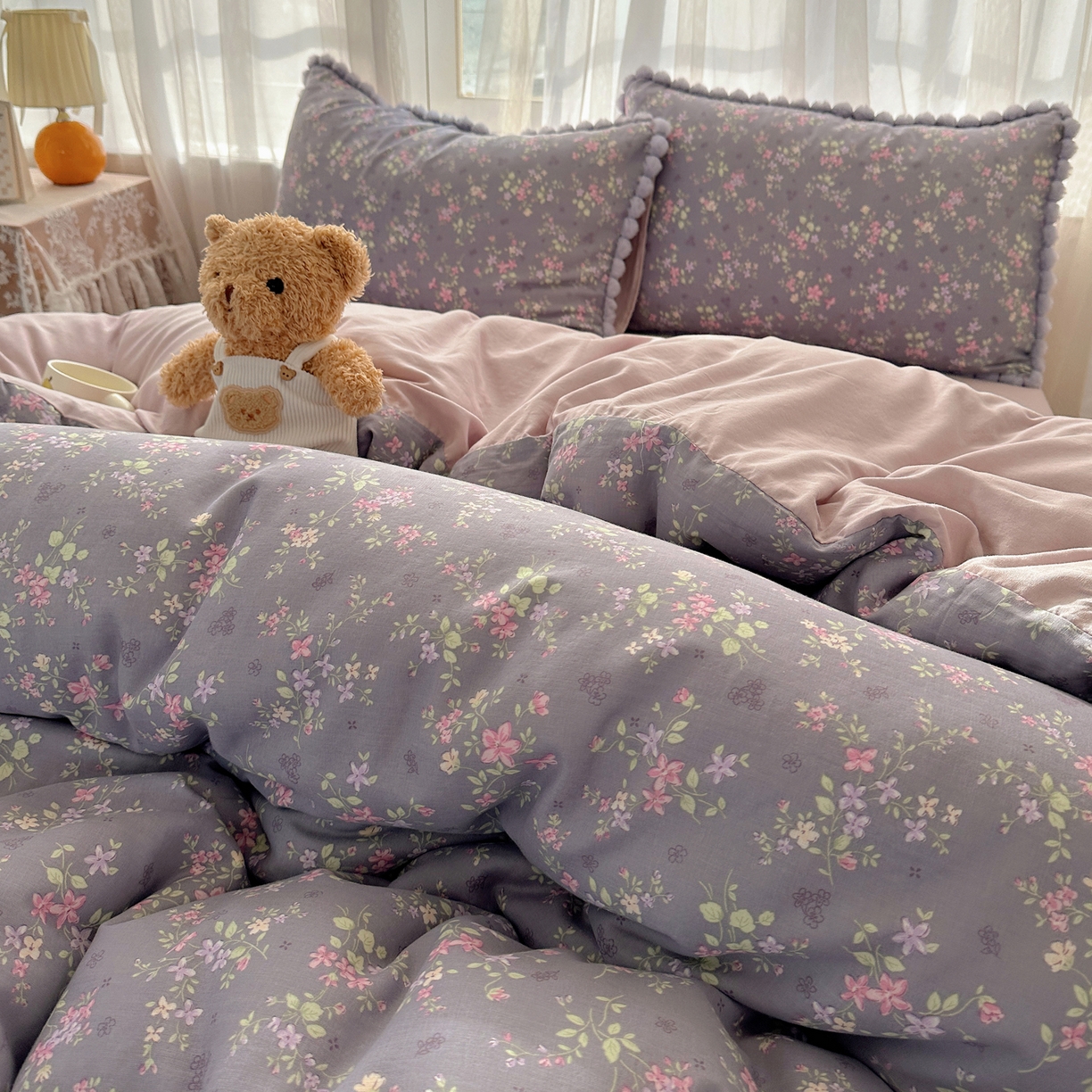 Sweet dreams甜梦 2026春夏新款全棉纯棉双层纱毛球款四件套 花梦时