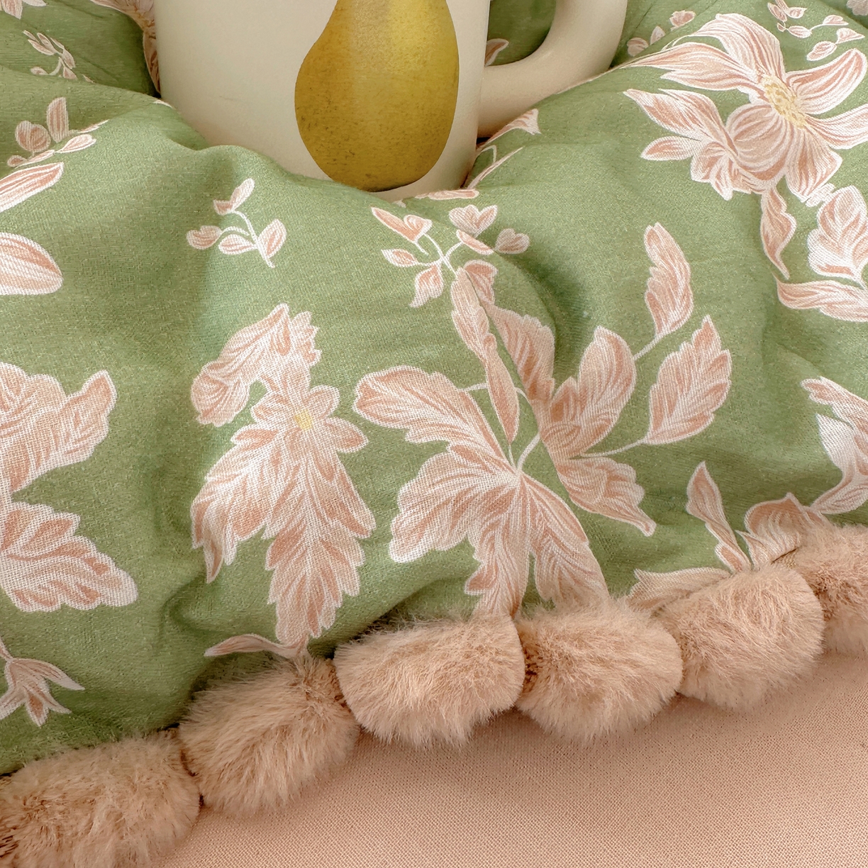 91家纺网 家纺一手货源 找家纺 Sweet dreams甜梦 2026春夏新款全棉纯棉双层纱毛球款四件套 温婉花语