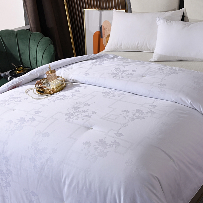 91家纺网 家纺一手货源 找家纺 禹祥家纺 2025新款60s全棉提花蚕丝被被子被芯-芳菲影致系列 芳菲影致-白色