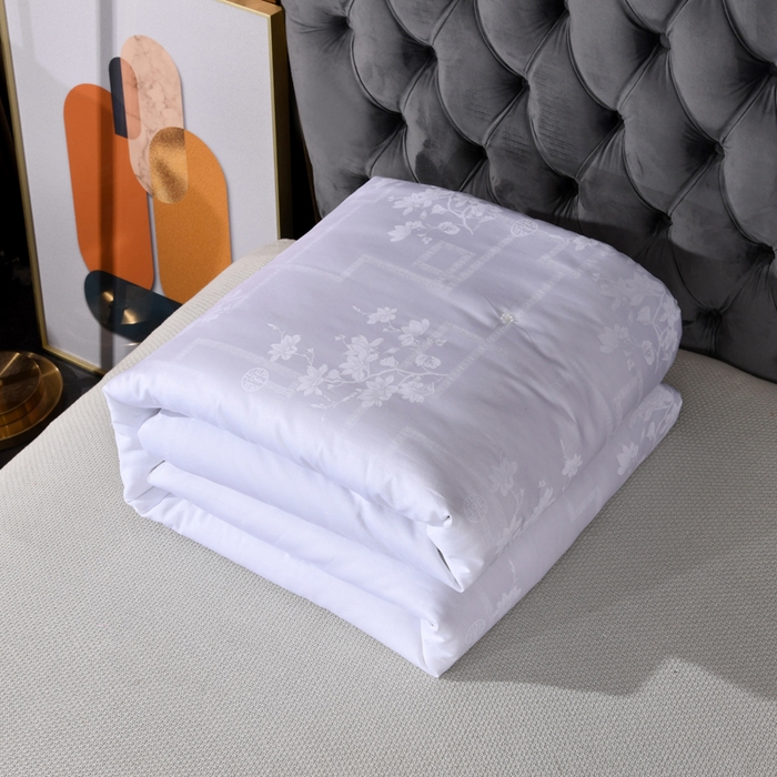 91家纺网 家纺一手货源 找家纺 禹祥家纺 2025新款60s全棉提花蚕丝被被子被芯-芳菲影致系列 芳菲影致-白色