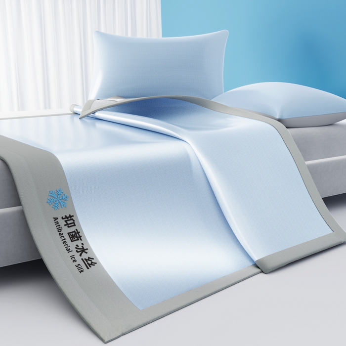 91家纺网 家纺一手货源 找家纺 席佬大 2026新款负离子抑菌冰丝软席子凉席-床笠款 蓝色