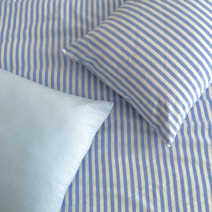91家纺网 家纺一手货源 找家纺 玖弘家居 2026新款全棉水洗棉色织条纹四件套系列【控价1.2-149  1.5/1.8-179  2.0-199】 蓝白条纹（蓝白条+天蓝）
