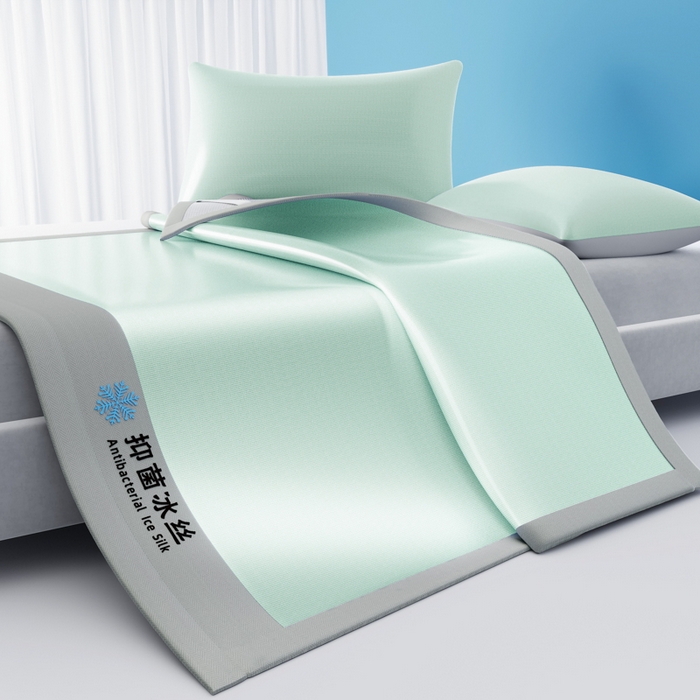 91家纺网 家纺一手货源 找家纺 席佬大 2026新款负离子抑菌冰丝软席子凉席-床笠款 绿色