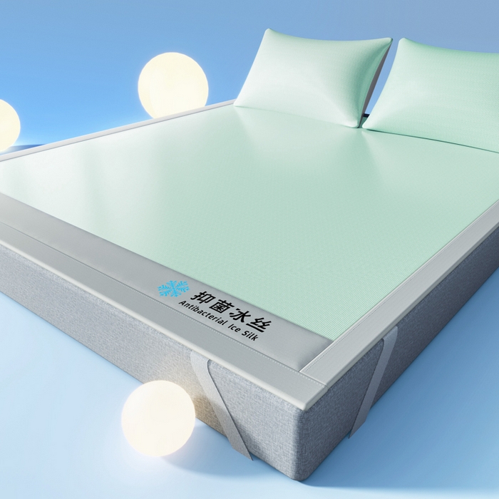 91家纺网 家纺一手货源 找家纺 席佬大 2026新款负离子抑菌冰丝软席子凉席-床笠款 绿色