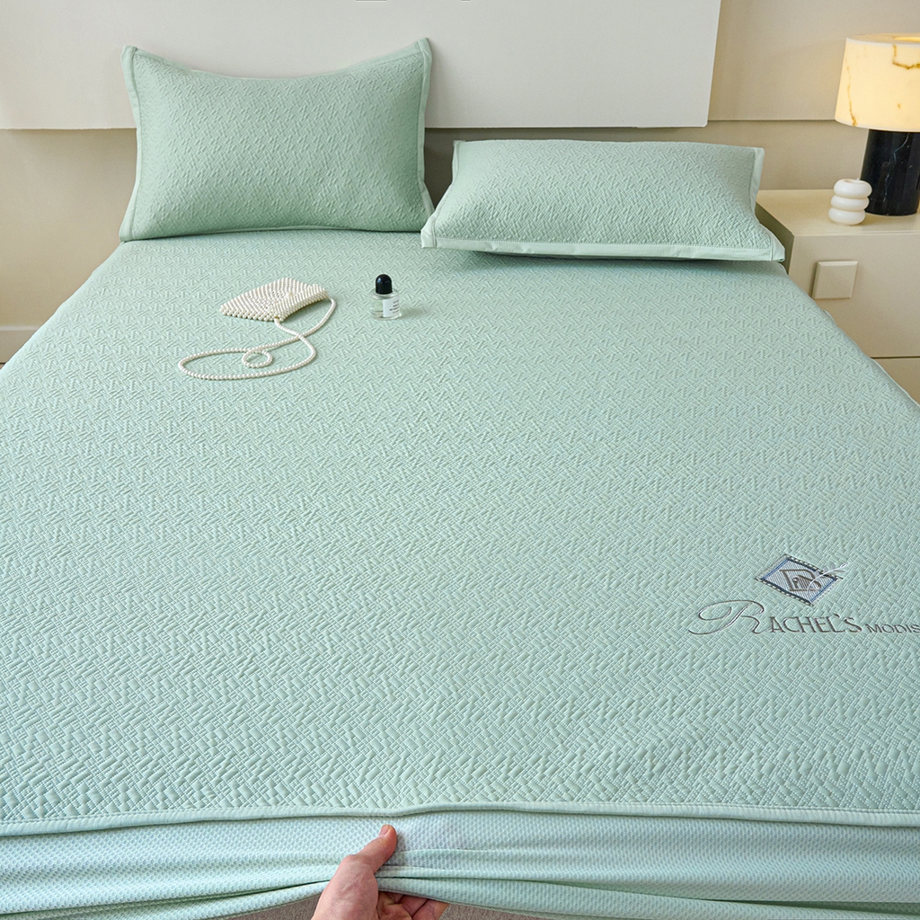 91家纺网 家纺一手货源 找家纺 （总）莱家富 2026新款A类凉感冰豆豆席凉席三件套席子-床笠款