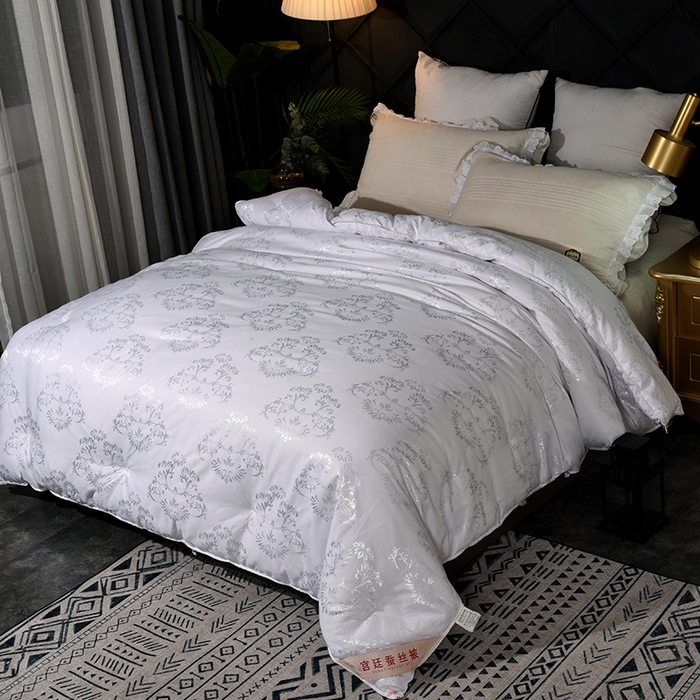 91家纺网 家纺一手货源 找家纺 禹祥家纺 2025新款全棉金提花手工蚕丝被夏被春秋被宿舍冬被子母被拉链款被芯夏季空调被 白色