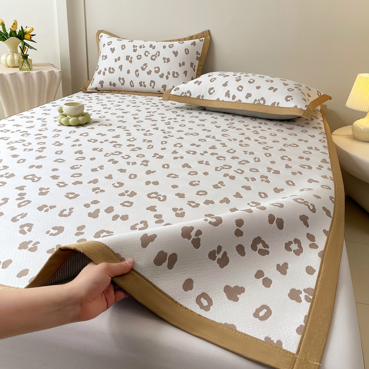 （总）莱米家纺 2026新款复合冰豆豆凉席席子凉席-豹纹