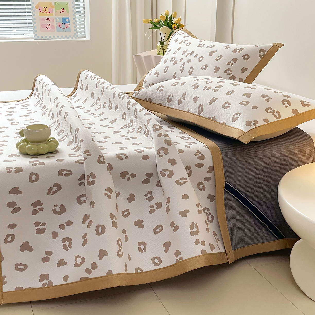 91家纺网 家纺一手货源 找家纺 （总）莱米家纺 2026新款复合冰豆豆凉席席子凉席-豹纹