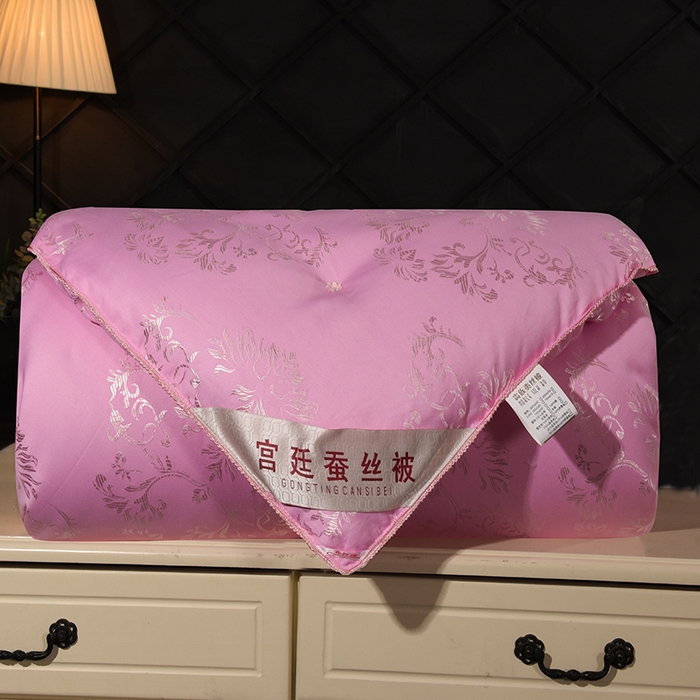 禹祥家纺 2025新款全棉金提花手工蚕丝被夏被春秋被宿舍冬被子母被拉链款被芯夏季空调被 粉色