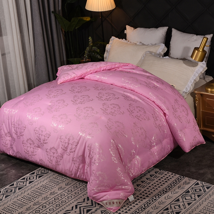 91家纺网 家纺一手货源 找家纺 禹祥家纺 2025新款全棉金提花手工蚕丝被夏被春秋被宿舍冬被子母被拉链款被芯夏季空调被 粉色