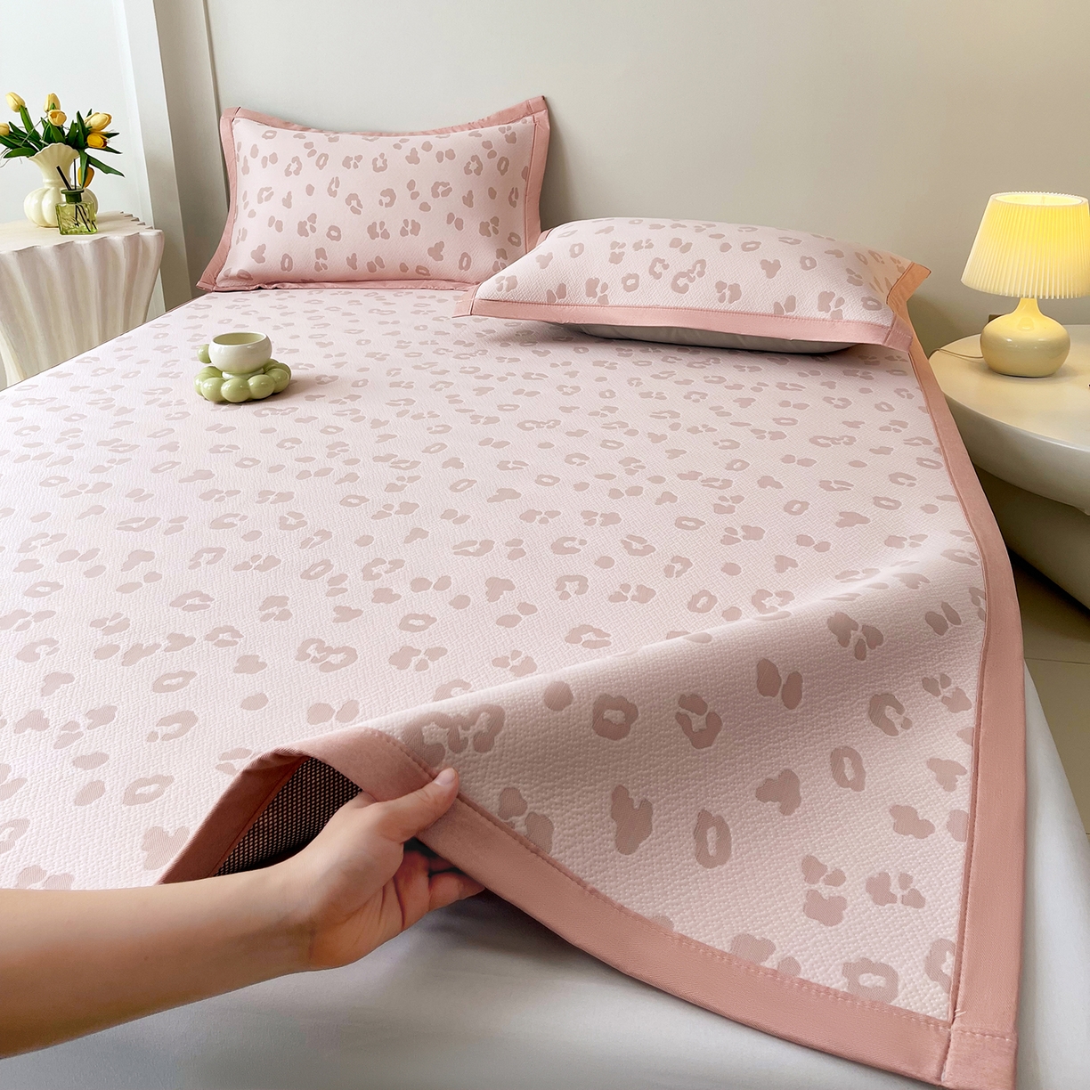 91家纺网 家纺一手货源 找家纺 （总）莱米家纺 2026新款复合冰豆豆凉席席子凉席-豹纹