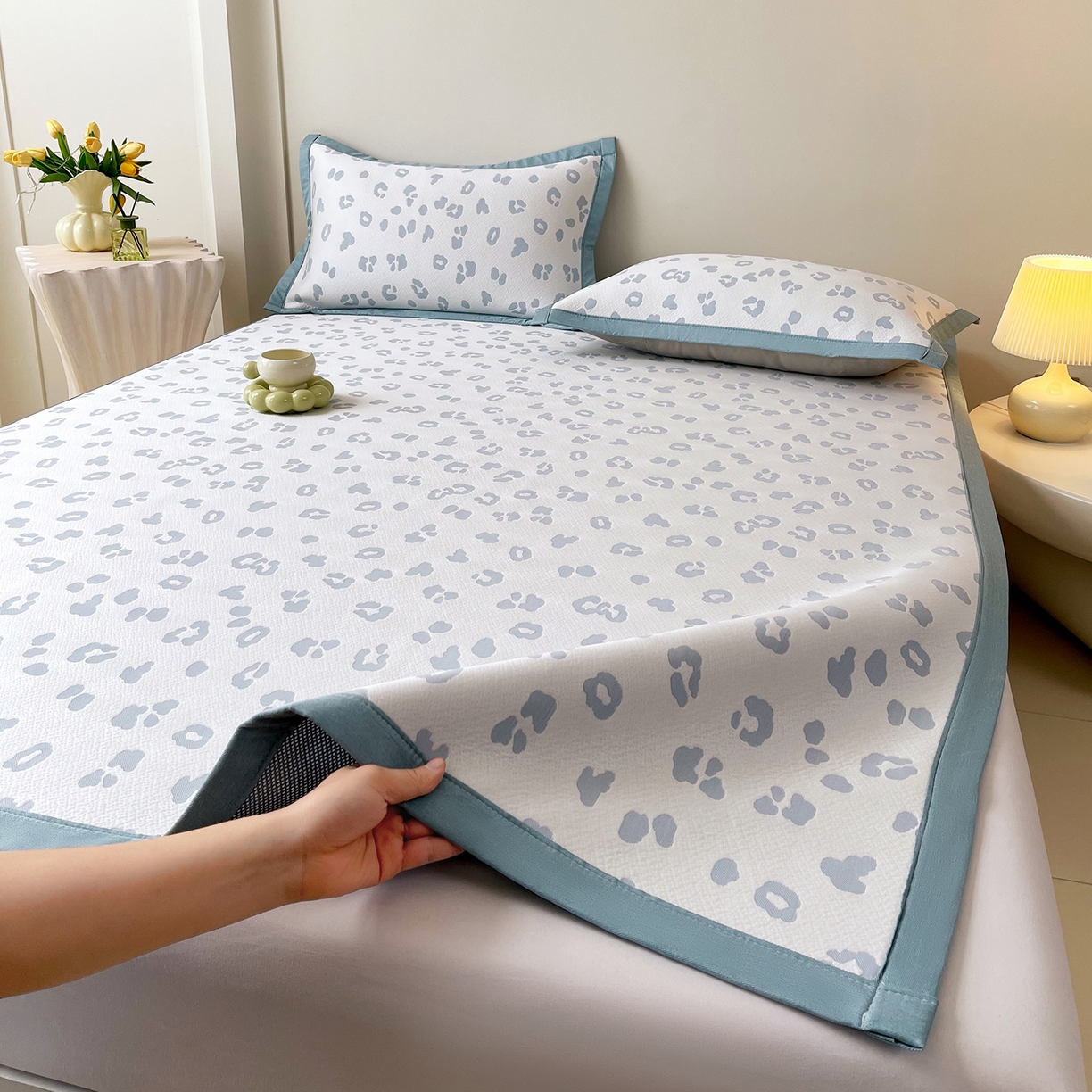 91家纺网 家纺一手货源 找家纺 （总）莱米家纺 2026新款复合冰豆豆凉席席子凉席-豹纹