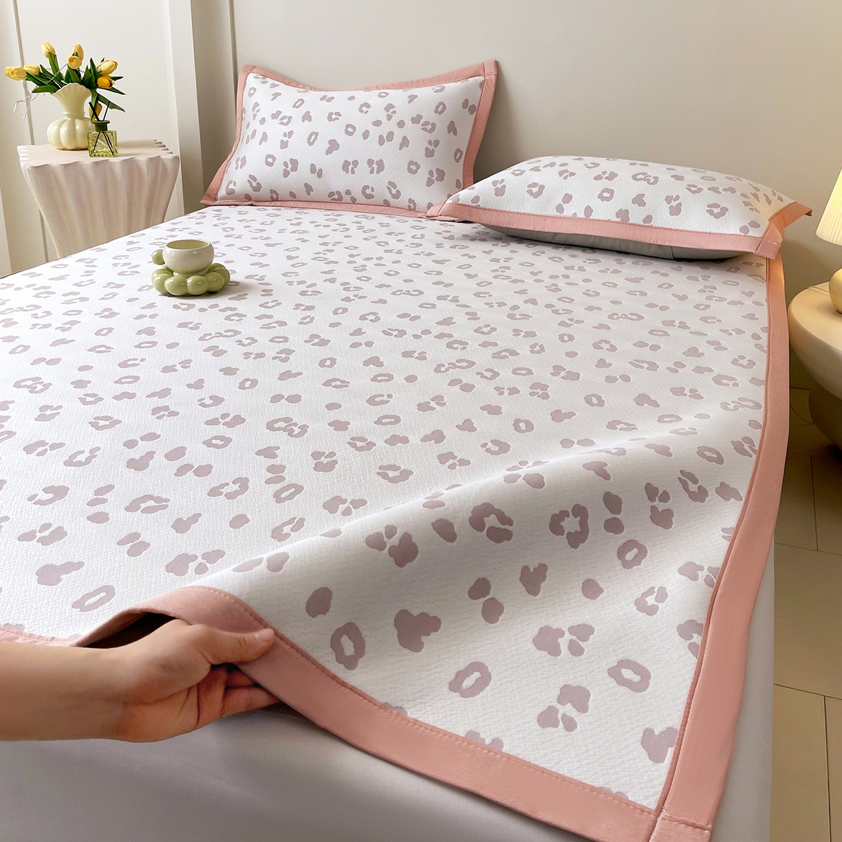 莱米家纺 2026新款复合冰豆豆凉席席子凉席-豹纹 豹纹—深紫