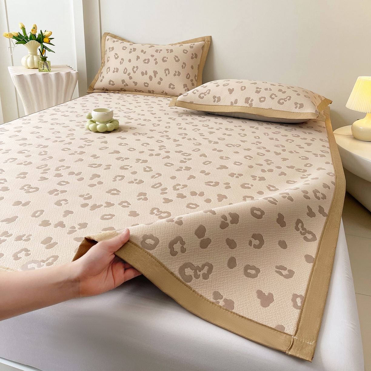 91家纺网 家纺一手货源 找家纺 （总）莱米家纺 2026新款复合冰豆豆凉席席子凉席-豹纹