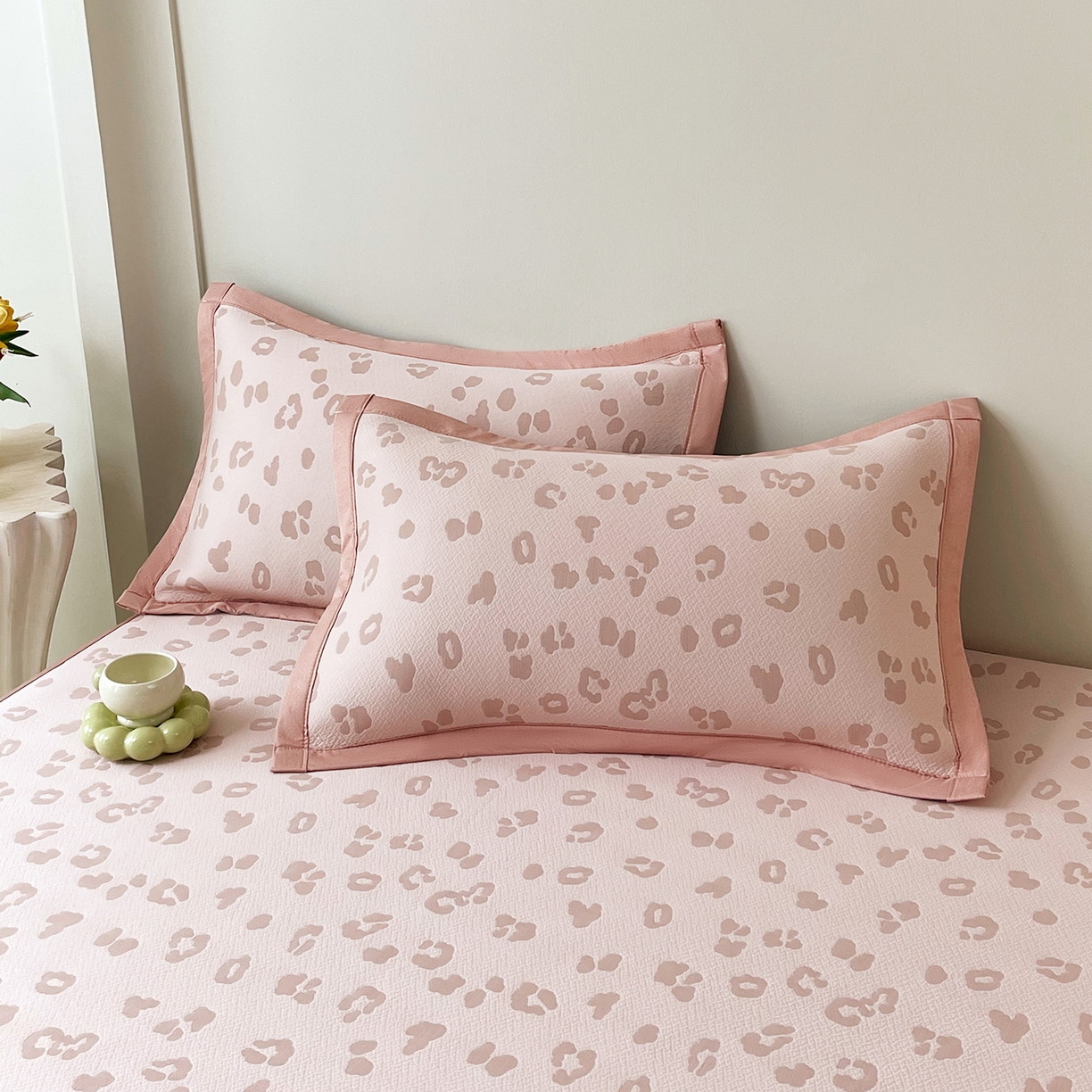 91家纺网 家纺一手货源 找家纺 莱米家纺 2026新款复合冰豆豆凉席席子凉席-豹纹 豹纹—蜜桃粉