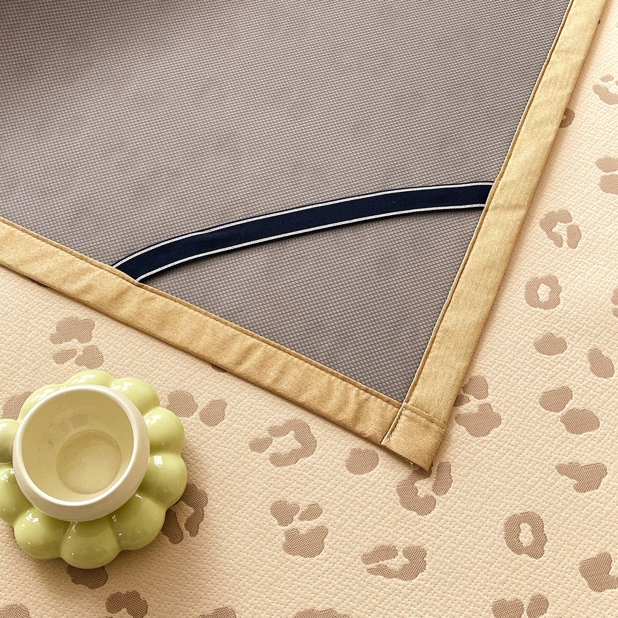 91家纺网 家纺一手货源 找家纺 莱米家纺 2026新款复合冰豆豆凉席席子凉席-豹纹 豹纹—深咖