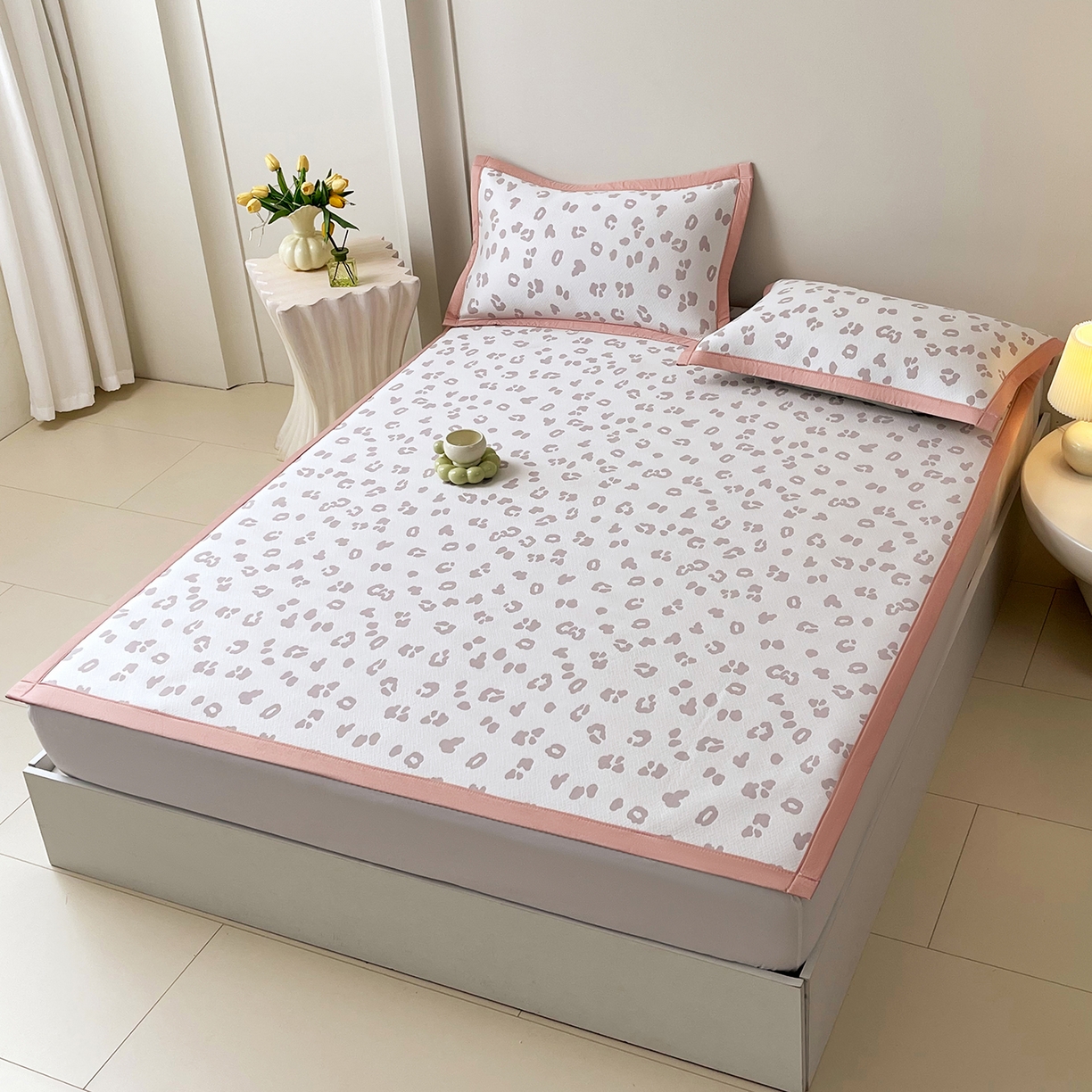 91家纺网 家纺一手货源 找家纺 莱米家纺 2026新款复合冰豆豆凉席席子凉席-豹纹 豹纹—深紫