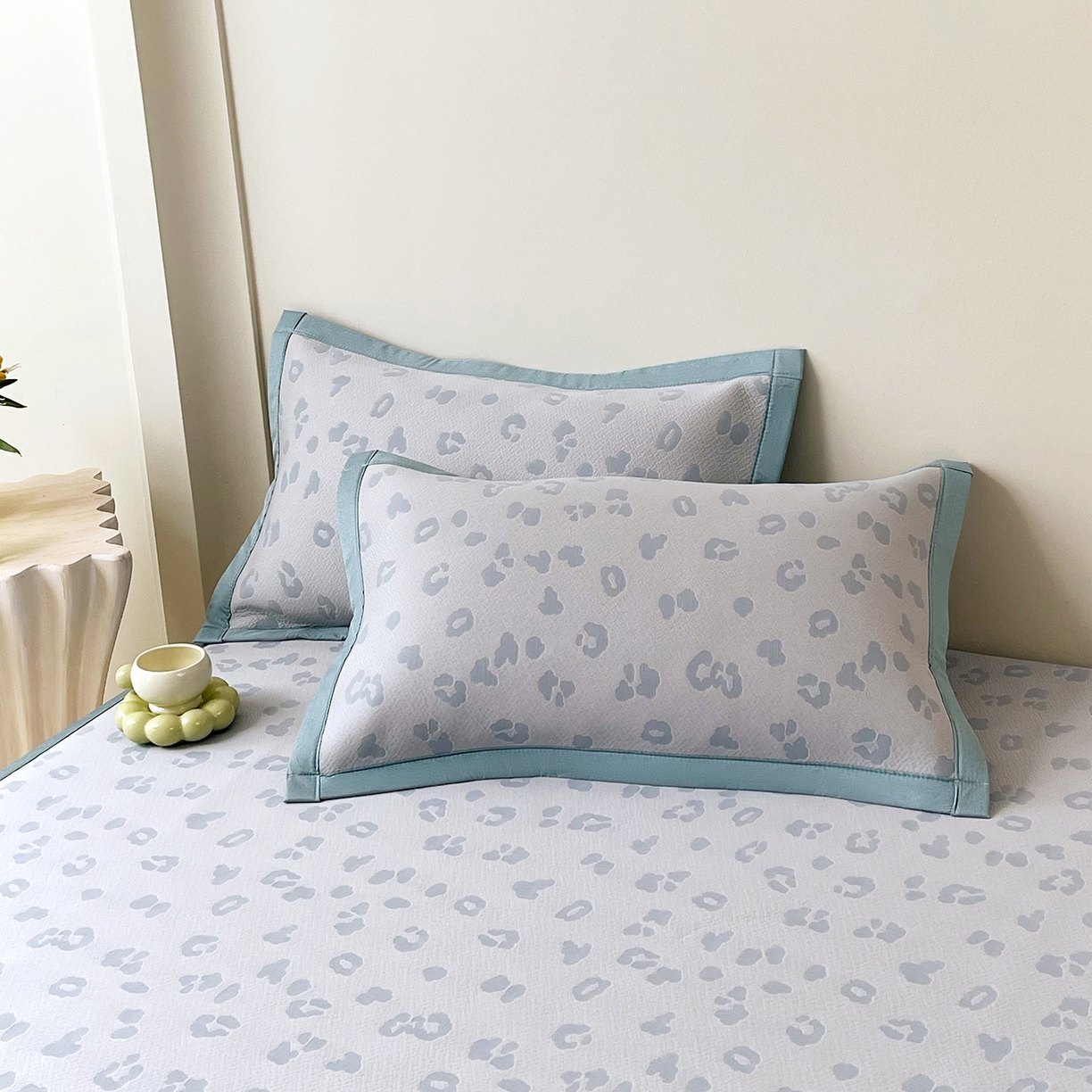 91家纺网 家纺一手货源 找家纺 莱米家纺 2026新款复合冰豆豆凉席席子凉席-豹纹 豹纹—深兰