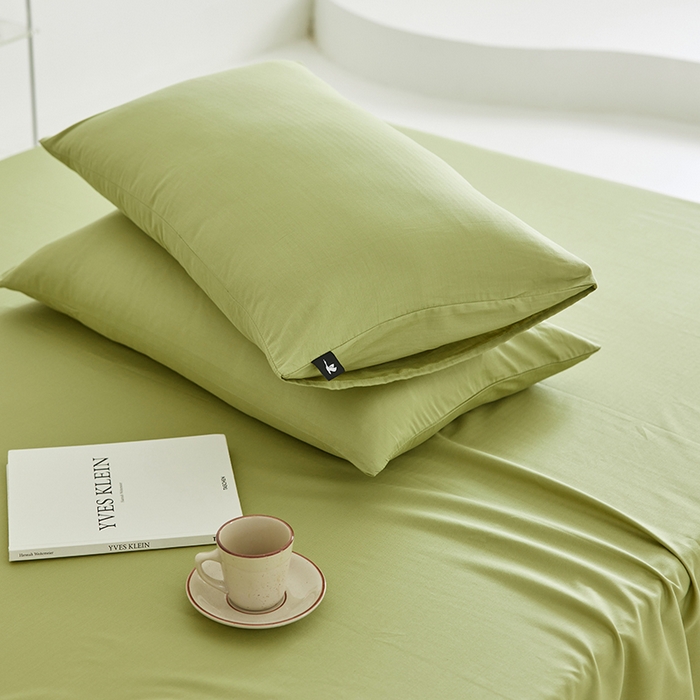 91家纺网 家纺一手货源 找家纺 2026新款A类40S全棉糯感大雁纹提花单品枕套 甘草绿