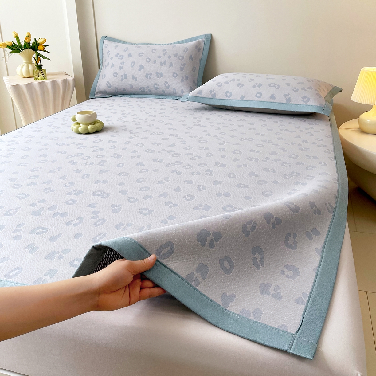 91家纺网 家纺一手货源 找家纺 （总）莱米家纺 2026新款复合冰豆豆凉席席子凉席-豹纹