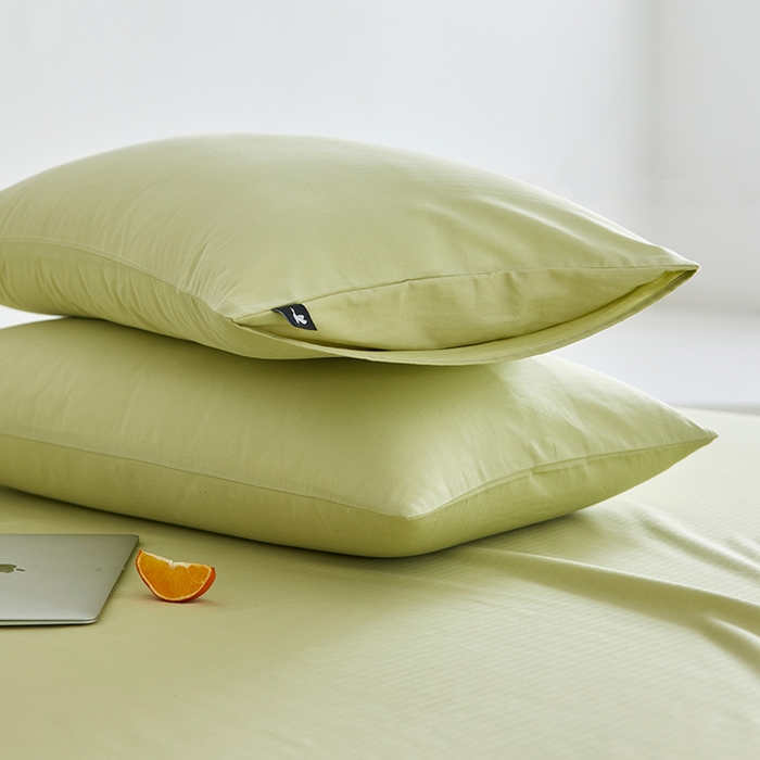 91家纺网 家纺一手货源 找家纺 2026新款A类40S全棉糯感大雁纹提花单品枕套 嫩芽绿