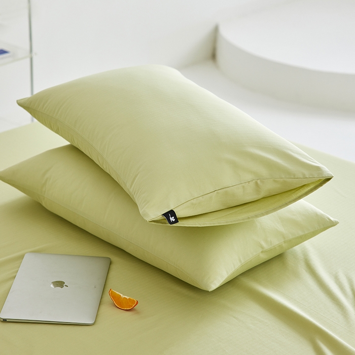 91家纺网 家纺一手货源 找家纺 2026新款A类40S全棉糯感大雁纹提花单品枕套 嫩芽绿