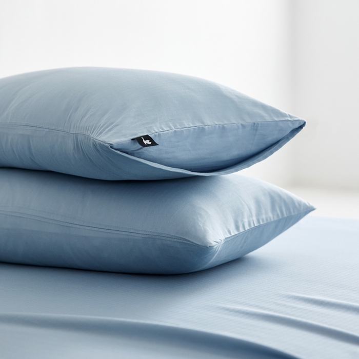 91家纺网 家纺一手货源 找家纺 2026新款A类40S全棉糯感大雁纹提花单品枕套 浅蓝