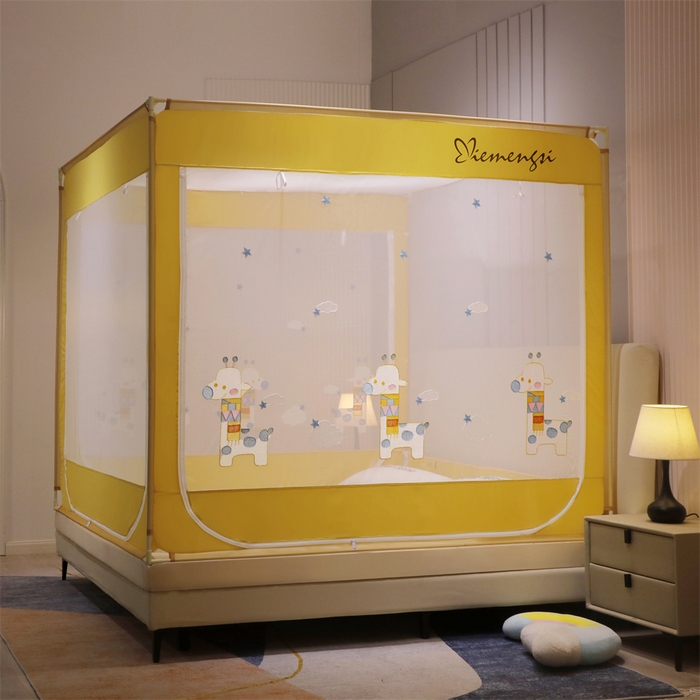 91家纺网 家纺一手货源 找家纺 （总）飞轮海 新款回底坐床三开门防摔强遮光花边蚊帐 Z38