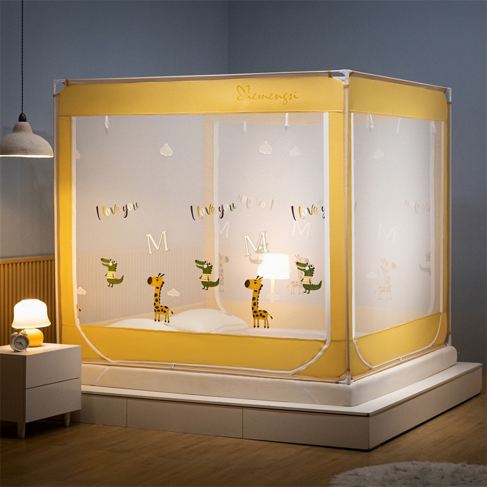 91家纺网 家纺一手货源 找家纺 （总）飞轮海蚊帐 2026春夏新款卡通毛巾绣坐床蚊帐-Z79刺绣款