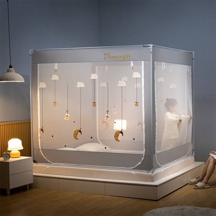 飞轮海蚊帐 2026春夏新款卡通毛巾绣坐床蚊帐-Z79刺绣款 晚安月亮熊