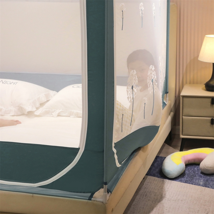 91家纺网 家纺一手货源 找家纺 飞轮海蚊帐 2026春夏新款卡通毛巾绣坐床蚊帐-Z79刺绣款 蒲公英