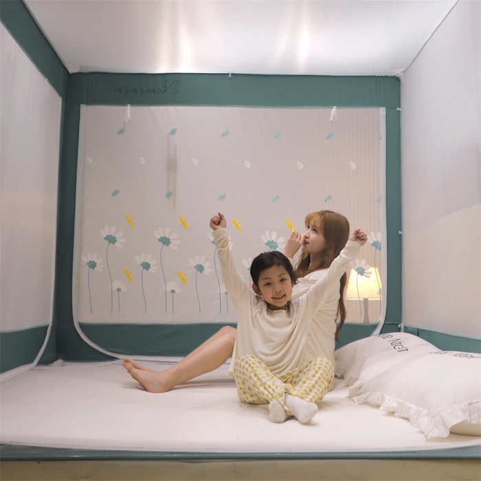 91家纺网 家纺一手货源 找家纺 飞轮海蚊帐 2026春夏新款卡通毛巾绣坐床蚊帐-Z79刺绣款 舞动蜻蜓