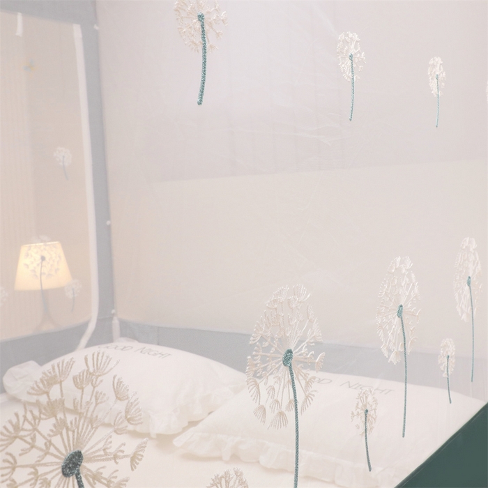 91家纺网 家纺一手货源 找家纺 飞轮海蚊帐 2026春夏新款卡通毛巾绣坐床蚊帐-Z79刺绣款 蒲公英