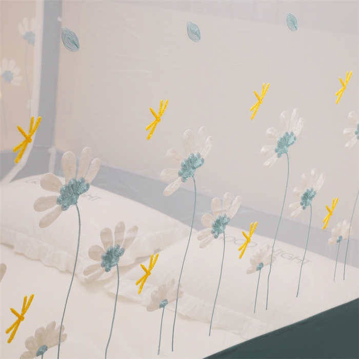 91家纺网 家纺一手货源 找家纺 飞轮海蚊帐 2026春夏新款卡通毛巾绣坐床蚊帐-Z79刺绣款 舞动蜻蜓