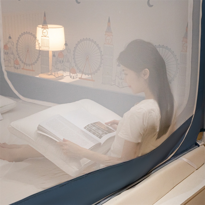 91家纺网 家纺一手货源 找家纺 飞轮海蚊帐 2026春夏新款卡通毛巾绣坐床蚊帐-Z79刺绣款 摩天轮