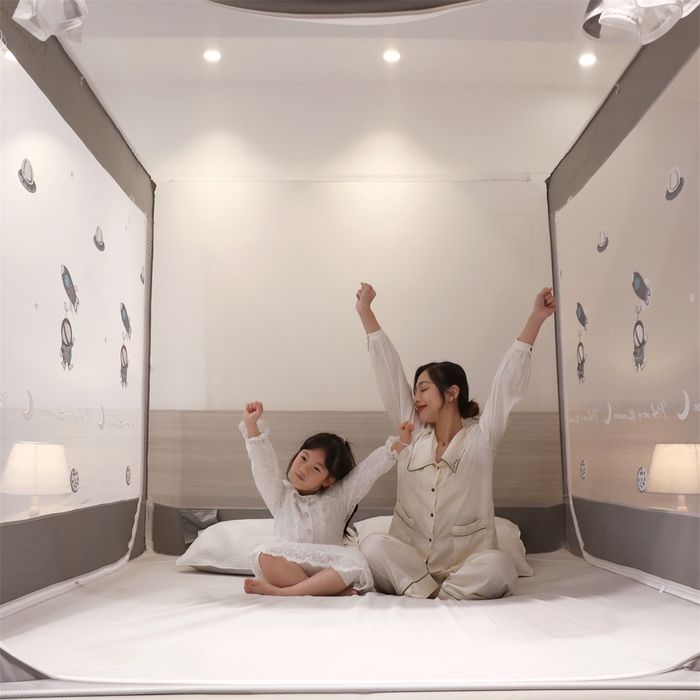 91家纺网 家纺一手货源 找家纺 飞轮海蚊帐 2026春夏新款卡通毛巾绣坐床蚊帐-Z79刺绣款 宇航员