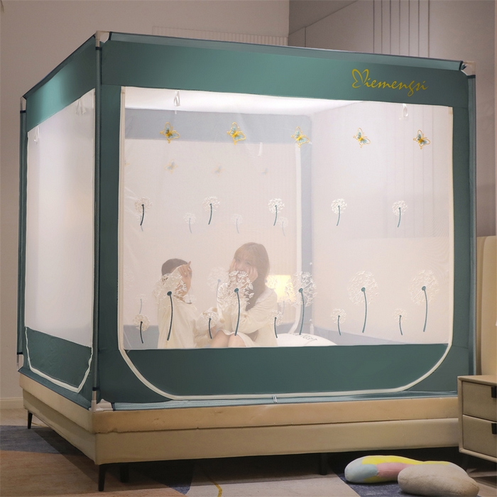 91家纺网 家纺一手货源 找家纺 飞轮海蚊帐 2026春夏新款卡通毛巾绣坐床蚊帐-Z79刺绣款 蒲公英